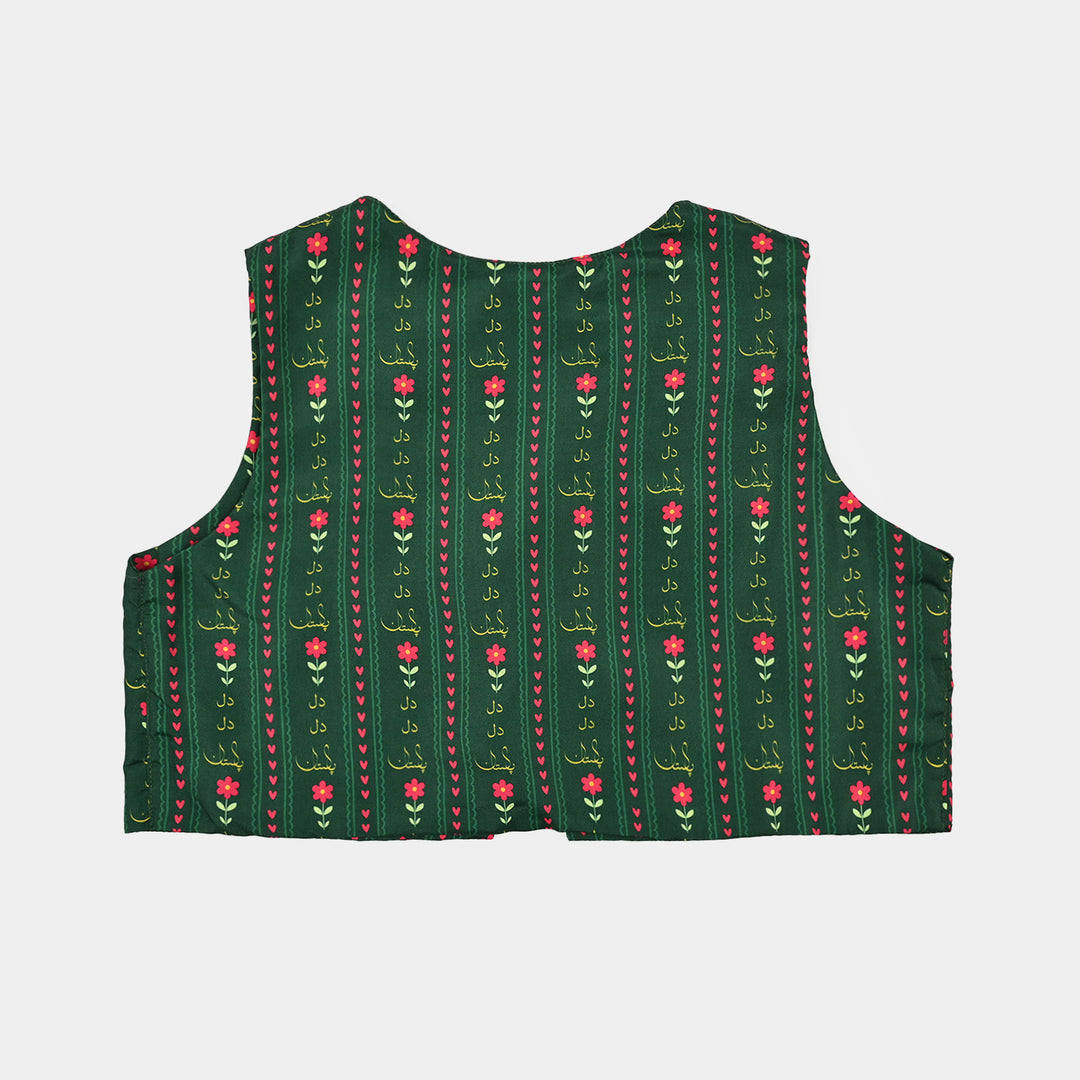 Girls Polyester Printed 3Pcs Ind Dil Dil Pakistan-L.Green