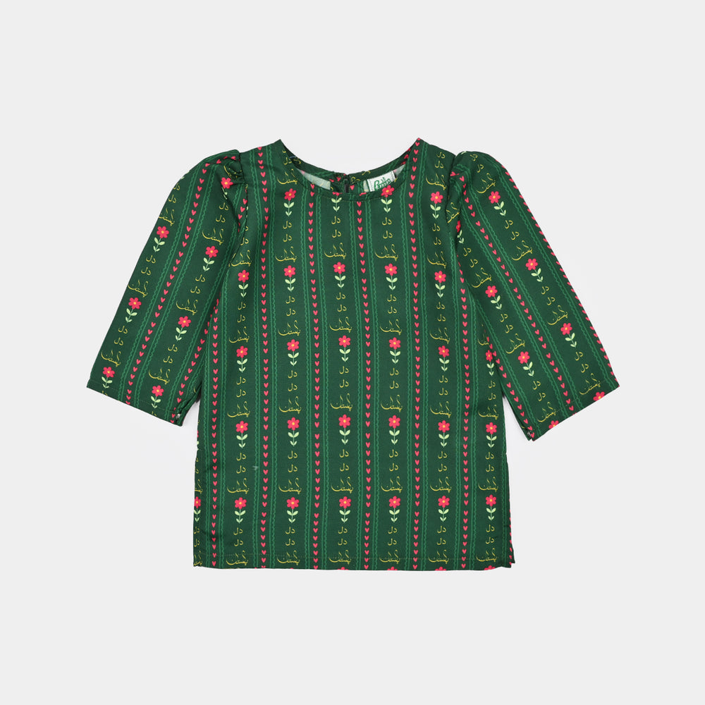 Infant Girls Polyester Printes 2Pcs Ind Dil Dil Pakistan-LT.Green