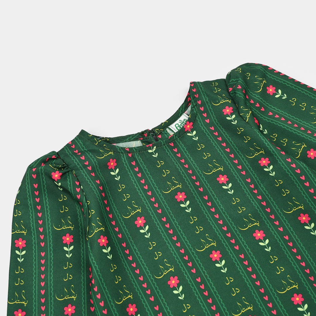 Infant Girls Polyester Printes 2Pcs Ind Dil Dil Pakistan-LT.Green