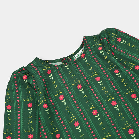 Infant Girls Polyester Printes 2Pcs Ind Dil Dil Pakistan-LT.Green