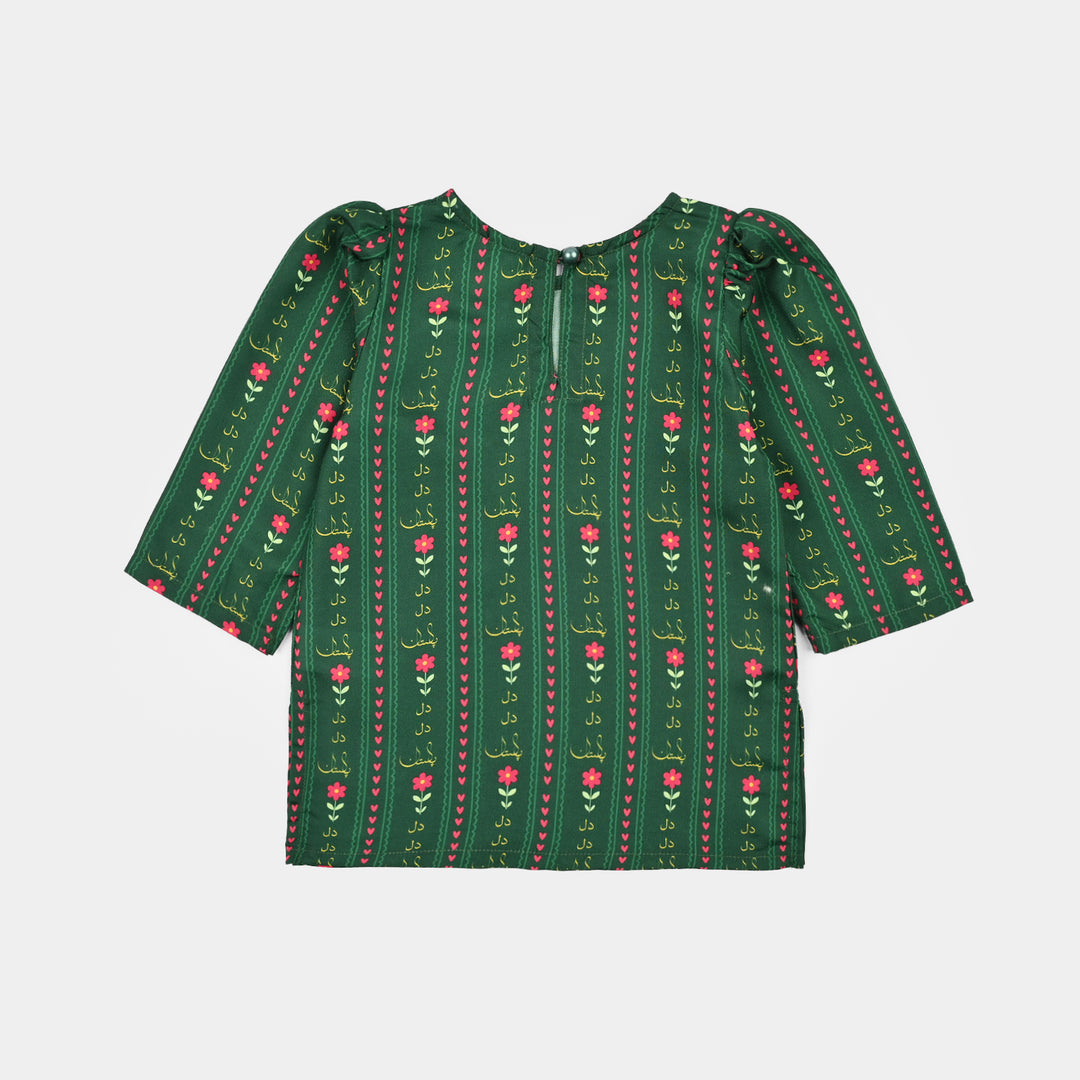 Infant Girls Polyester Printes 2Pcs Ind Dil Dil Pakistan-LT.Green