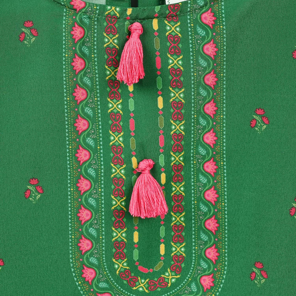 Girls Polyester Ind Kurti Azm-E-Pakistan-Green