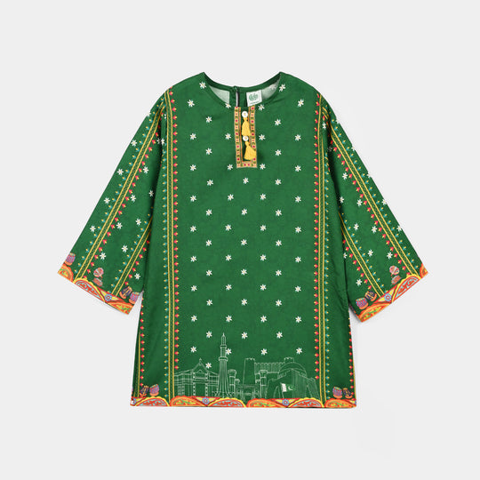 Girls Polyester Ind Kurti Tulip-Green
