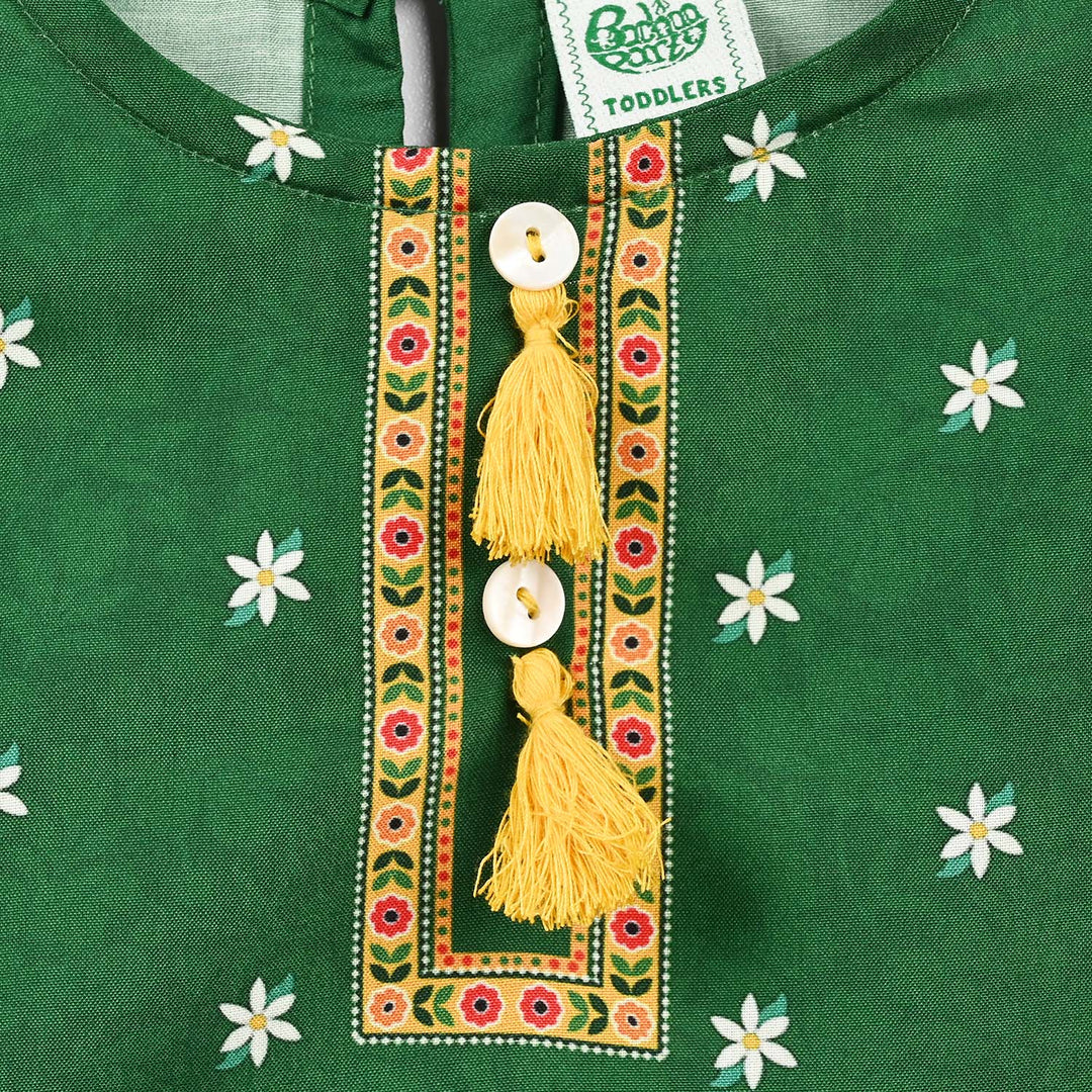 Girls Polyester Ind Kurti Tulip-Green