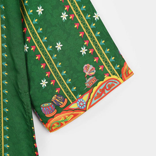 Girls Polyester Ind Kurti Tulip-Green