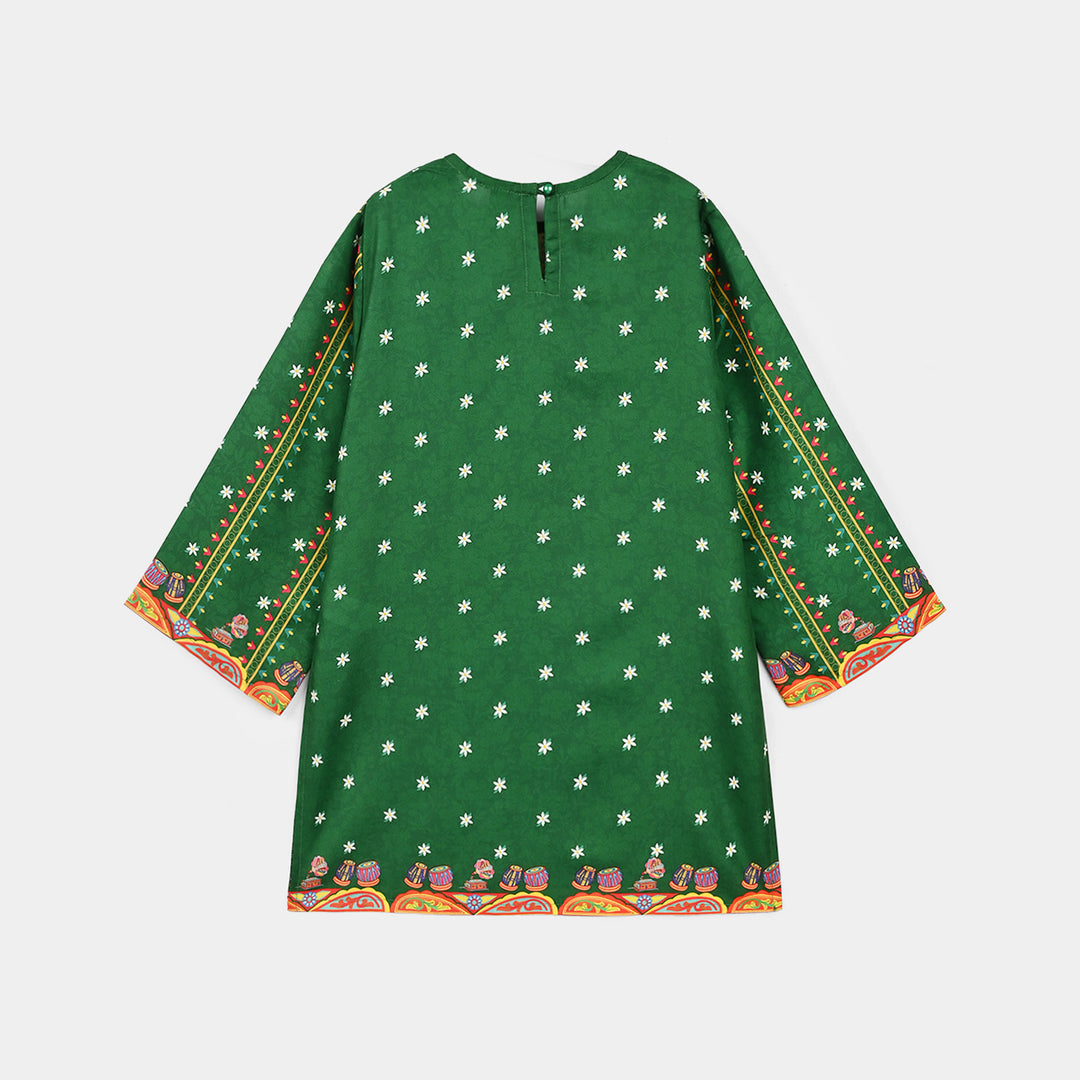 Girls Polyester Ind Kurti Tulip-Green