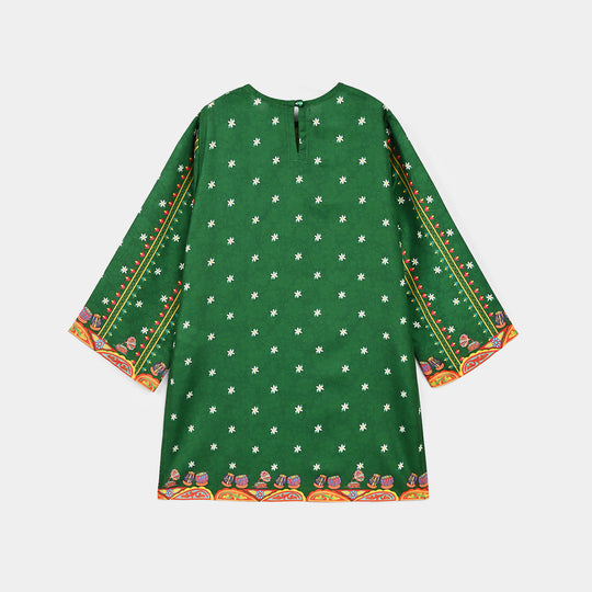 Girls Polyester Ind Kurti Tulip-Green