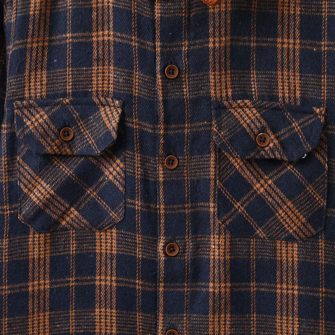 Boys Flannel Shirt F/S (Eight)-Navy.Check