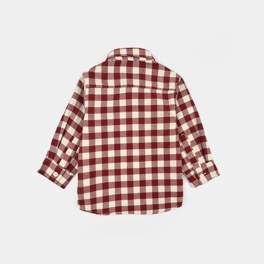 Infant Boys Flannel Shirt (Double PKT Flap)-RED