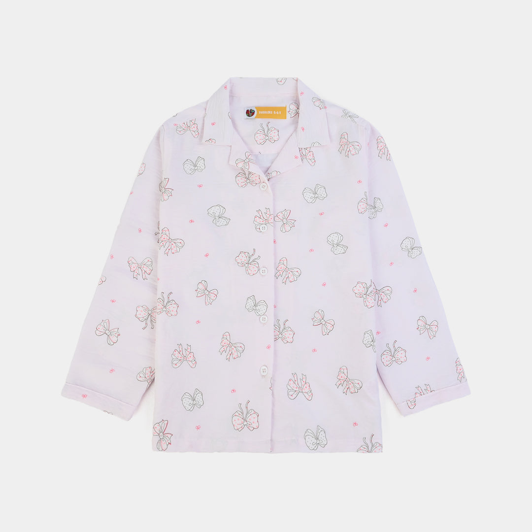 Girls Linen Viscose Nightwear Bow