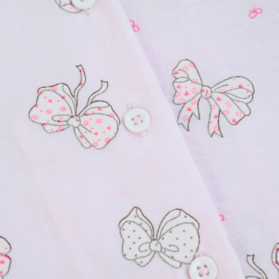 Girls Linen Viscose Nightwear Bow