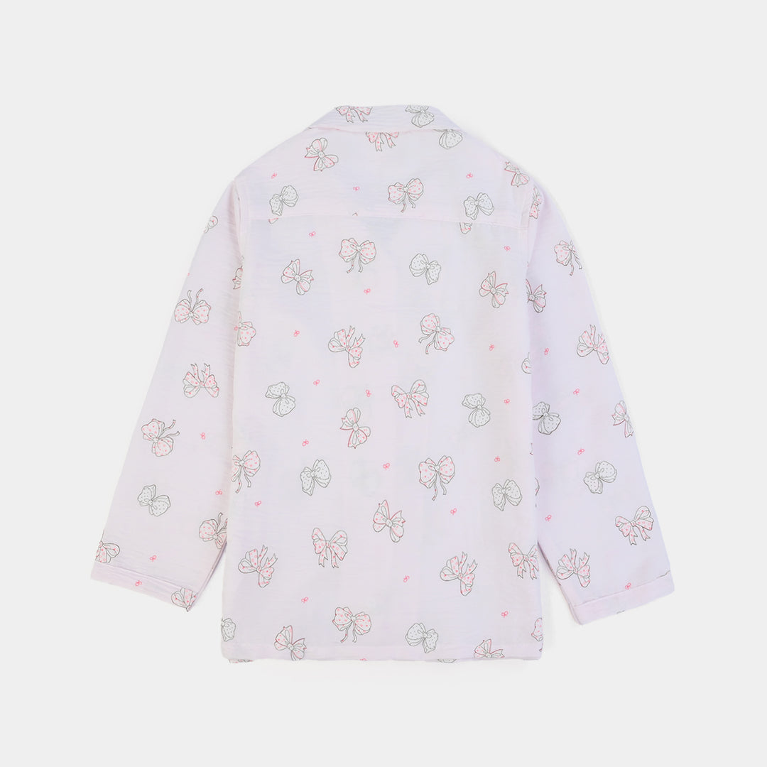 Girls Linen Viscose Nightwear Bow