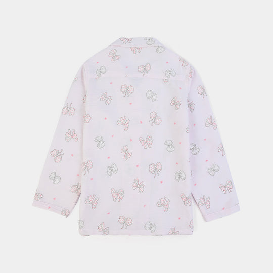 Girls Linen Viscose Nightwear Bow