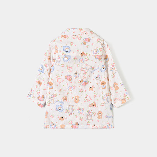 Infant Girls Linen Viscose Nightwear Friends- Off White