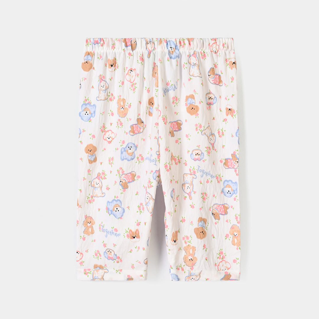 Infant Girls Linen Viscose Nightwear Friends- Off White