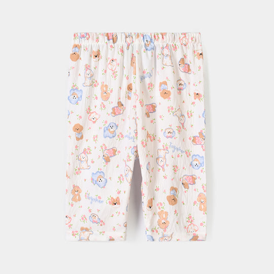 Infant Girls Linen Viscose Nightwear Friends- Off White