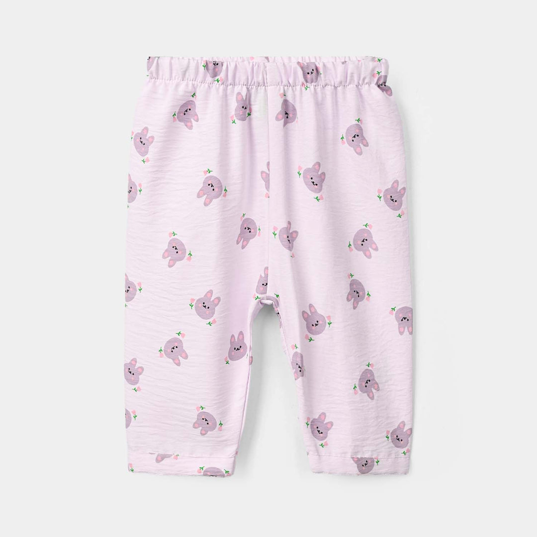 Infant Girls Linen Viscose Nightwear-Bunny-Lilac