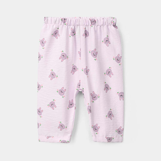 Infant Girls Linen Viscose Nightwear-Bunny-Lilac
