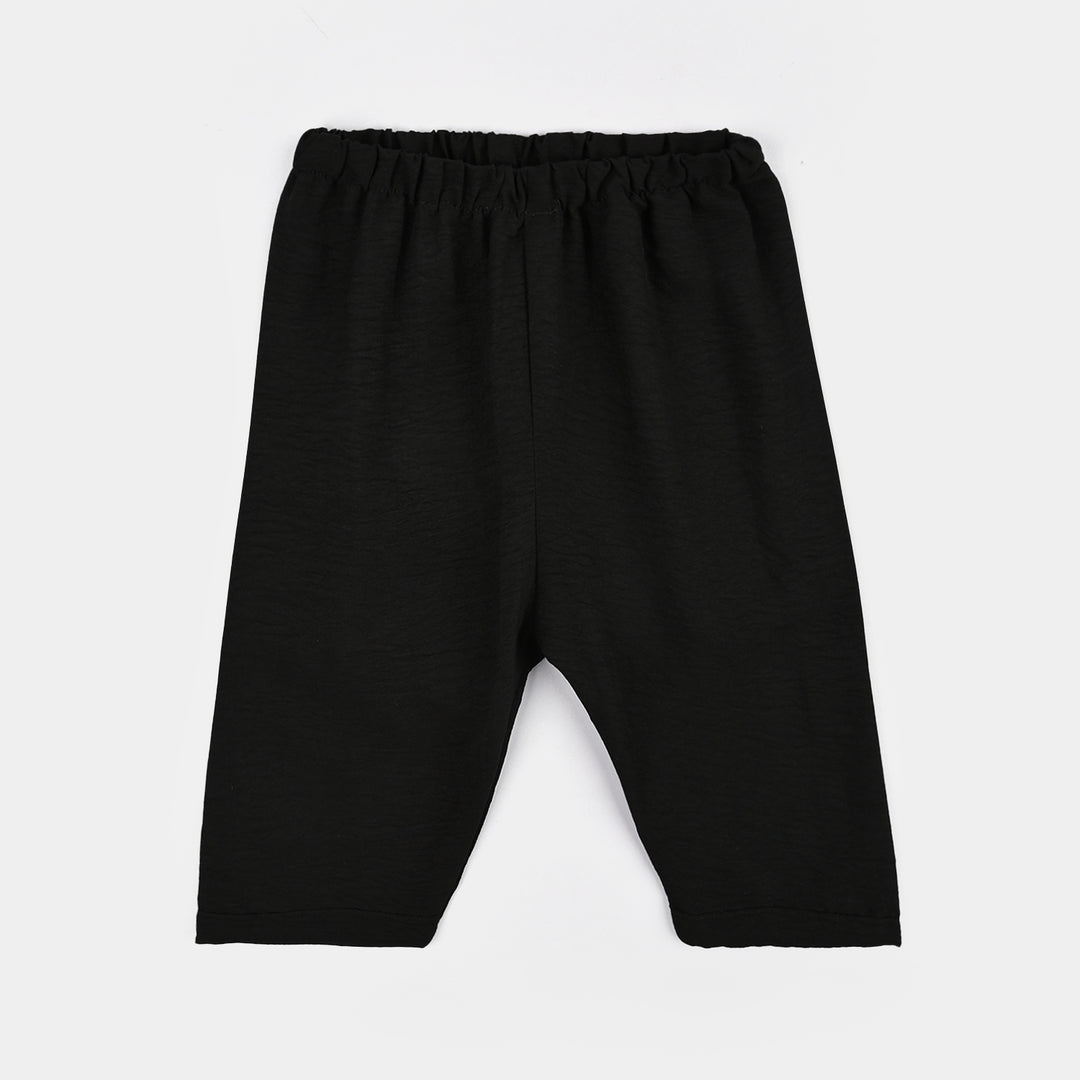Infant Girls Linen Viscose Nightwear-Wavy-BLACK