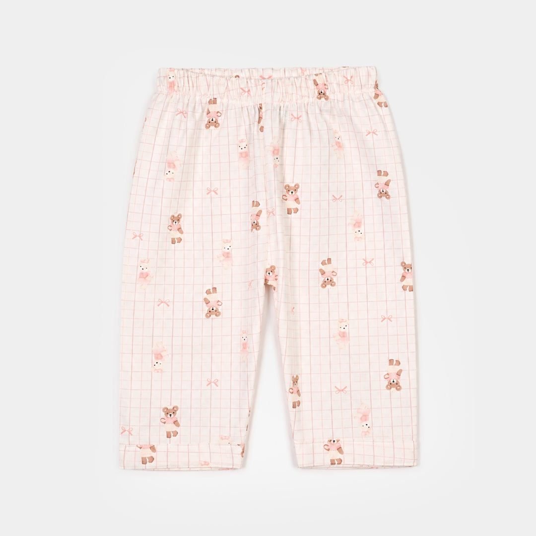 Infant Girls Linen Viscose Nightwear-Teddy-Off.White