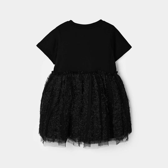 Girls Net Frock IT’S A GOOD DAY-BLACK