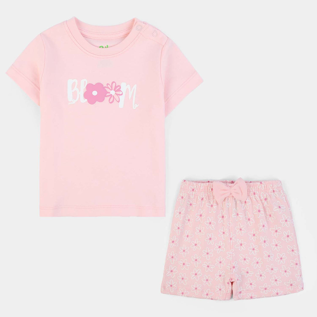 Infant Girls Cotton Interlock Suit Bloom-Pink