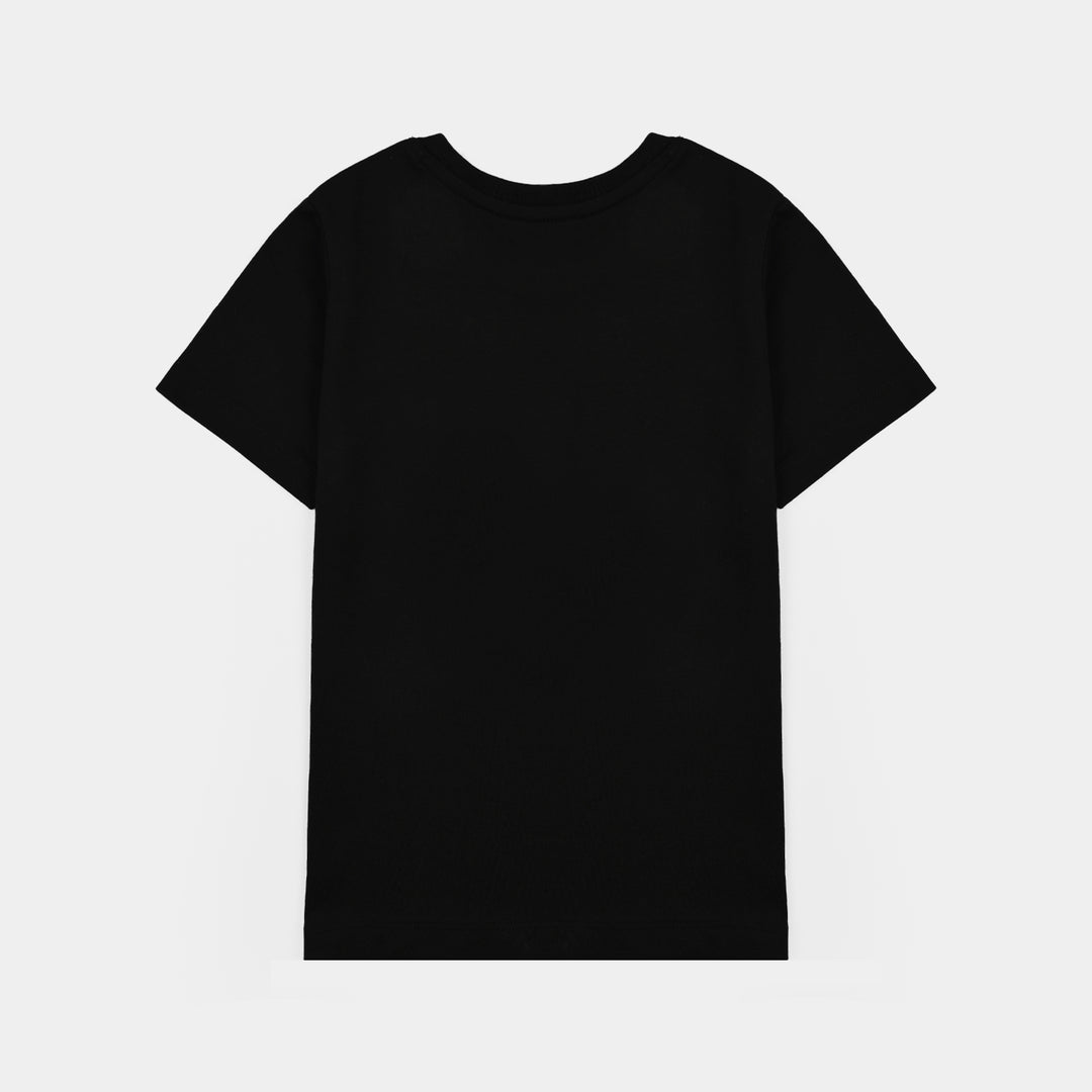 Boys Poly Cotton Jersey Night Suit Game-Jet Black