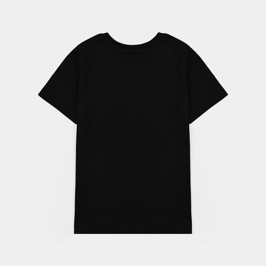 Boys Poly Cotton Jersey Night Suit Game-Jet Black