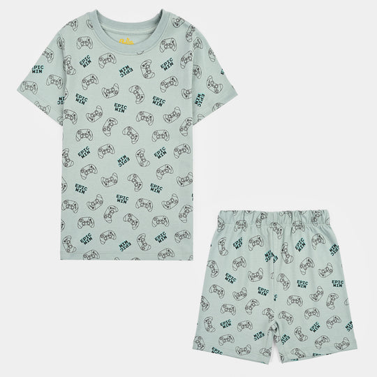 Boys Poly Cotton Jersey Night Suit EPIC WIN- Grey Mist
