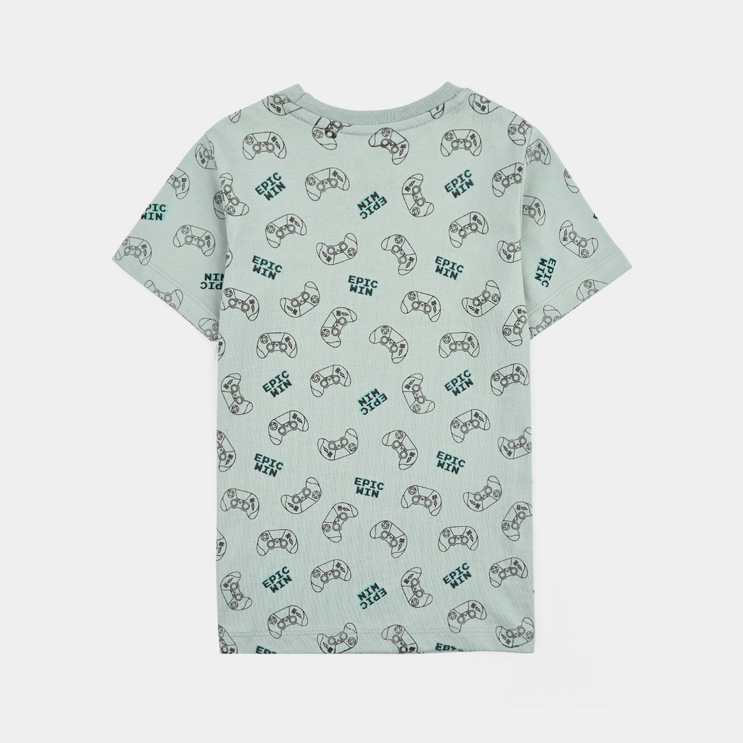 Boys Poly Cotton Jersey Night Suit EPIC WIN- Grey Mist