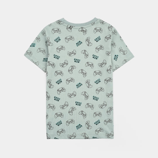 Boys Poly Cotton Jersey Night Suit EPIC WIN- Grey Mist