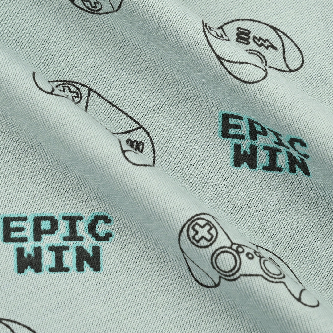 Boys Poly Cotton Jersey Night Suit EPIC WIN- Grey Mist