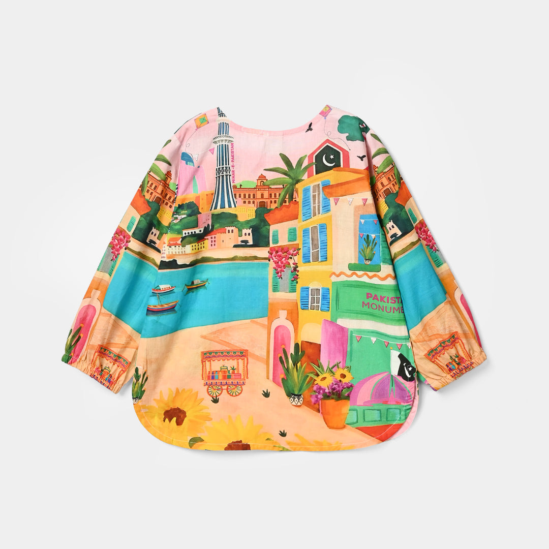 Girls Cotton Casual Top Pakistan Monument-Multi