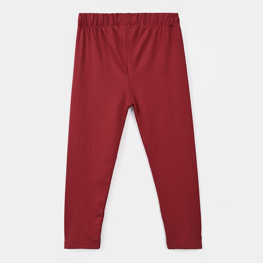 Girls Lycra Jersey EMB Tights Cross Stitch-MAROON