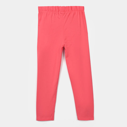 Girls Lycra Jersey EMB Tights White Flower-Hot Pink