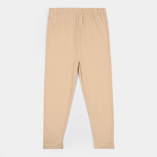 Girls Lycra Jersey Plain Tights Beige