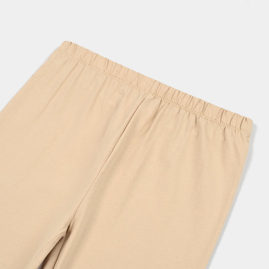 Girls Lycra Jersey Plain Tights Beige