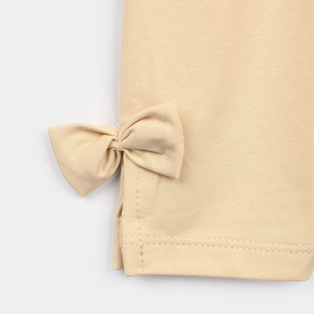 Infant Girls Lycra Jersey EMB Tights BOW-Cream
