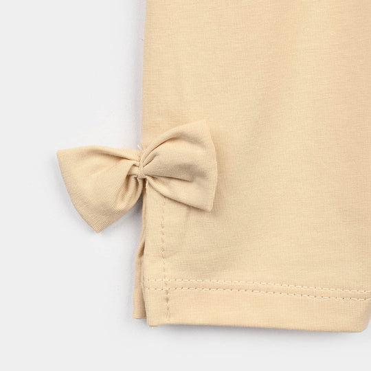 Infant Girls Lycra Jersey EMB Tights BOW-Cream