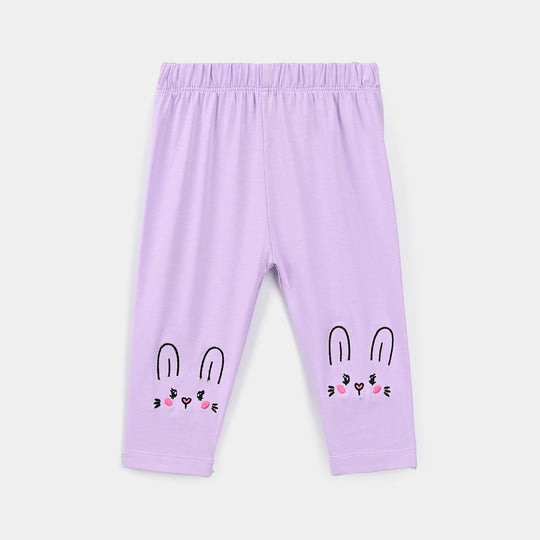 Infant Girls Lycra Jersey EMB Tights BUNNY-Purple