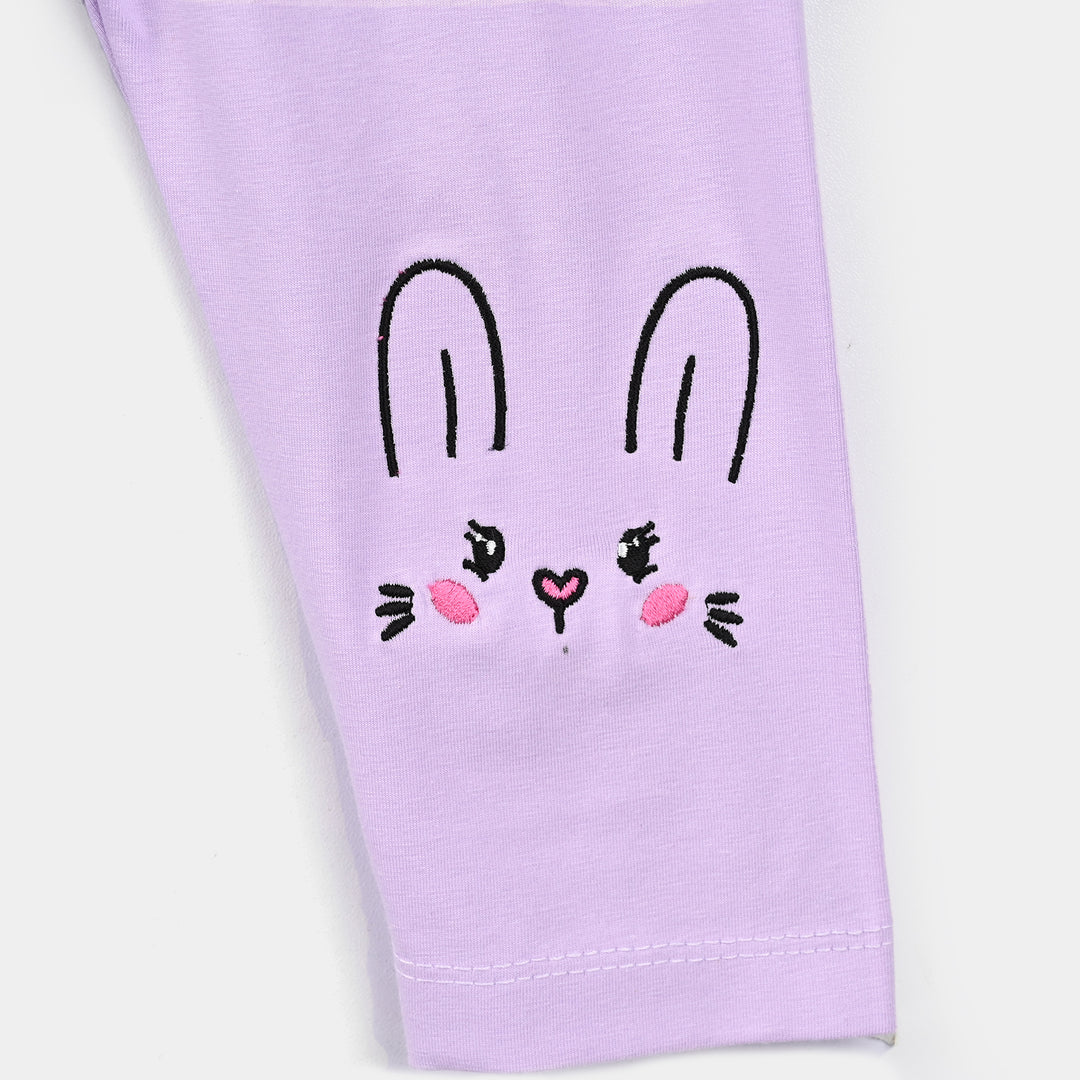 Infant Girls Lycra Jersey EMB Tights BUNNY-Purple