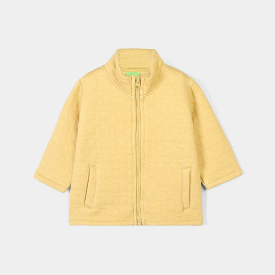 Infant Boys Quilted Jacket Yellow Mockneck-Yellow