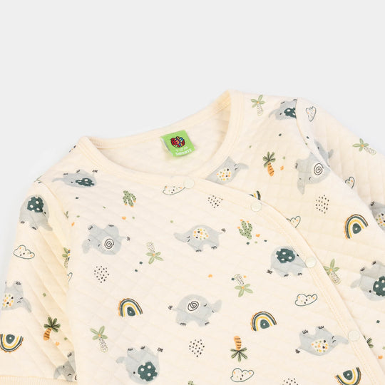 Infant Boys Quilted Romper Elephant- Cream