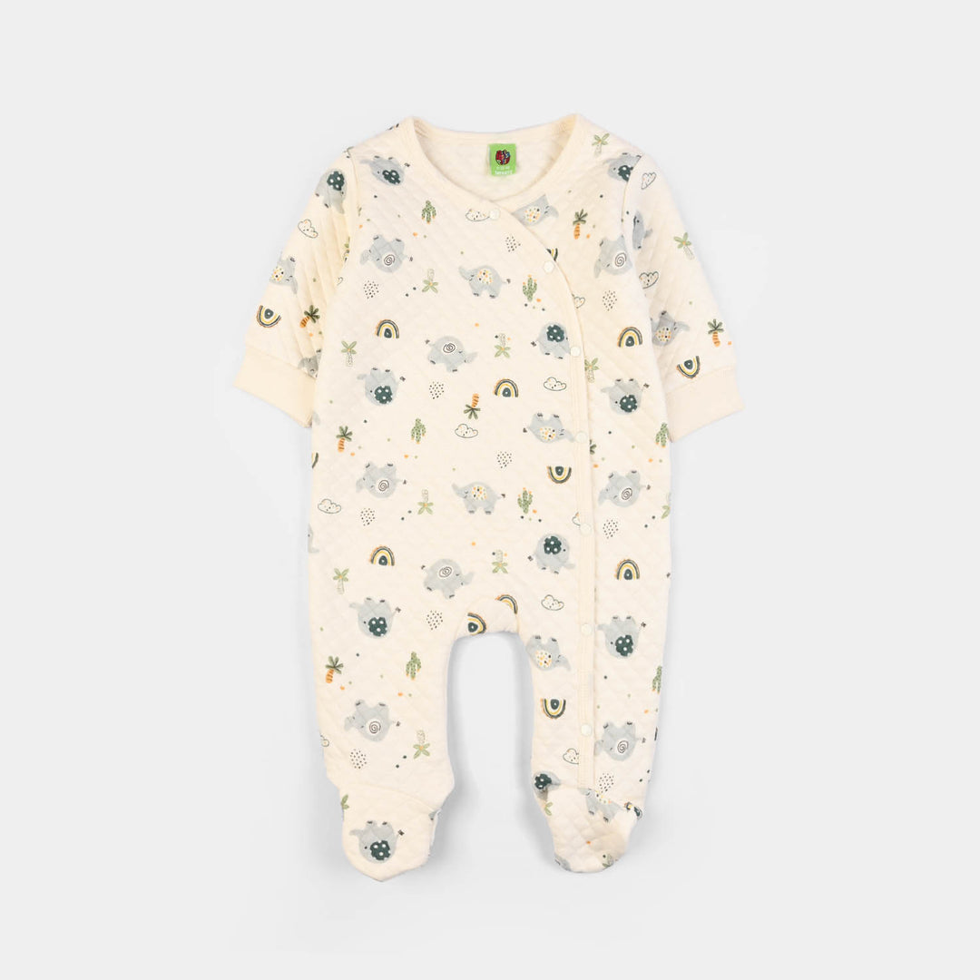 Infant Boys Quilted Romper Elephant- Cream