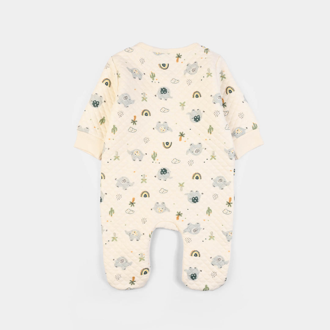 Infant Boys Quilted Romper Elephant- Cream