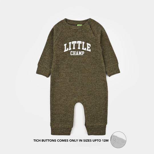Infant Boys Sherpa Romper Little Champ-GREEN