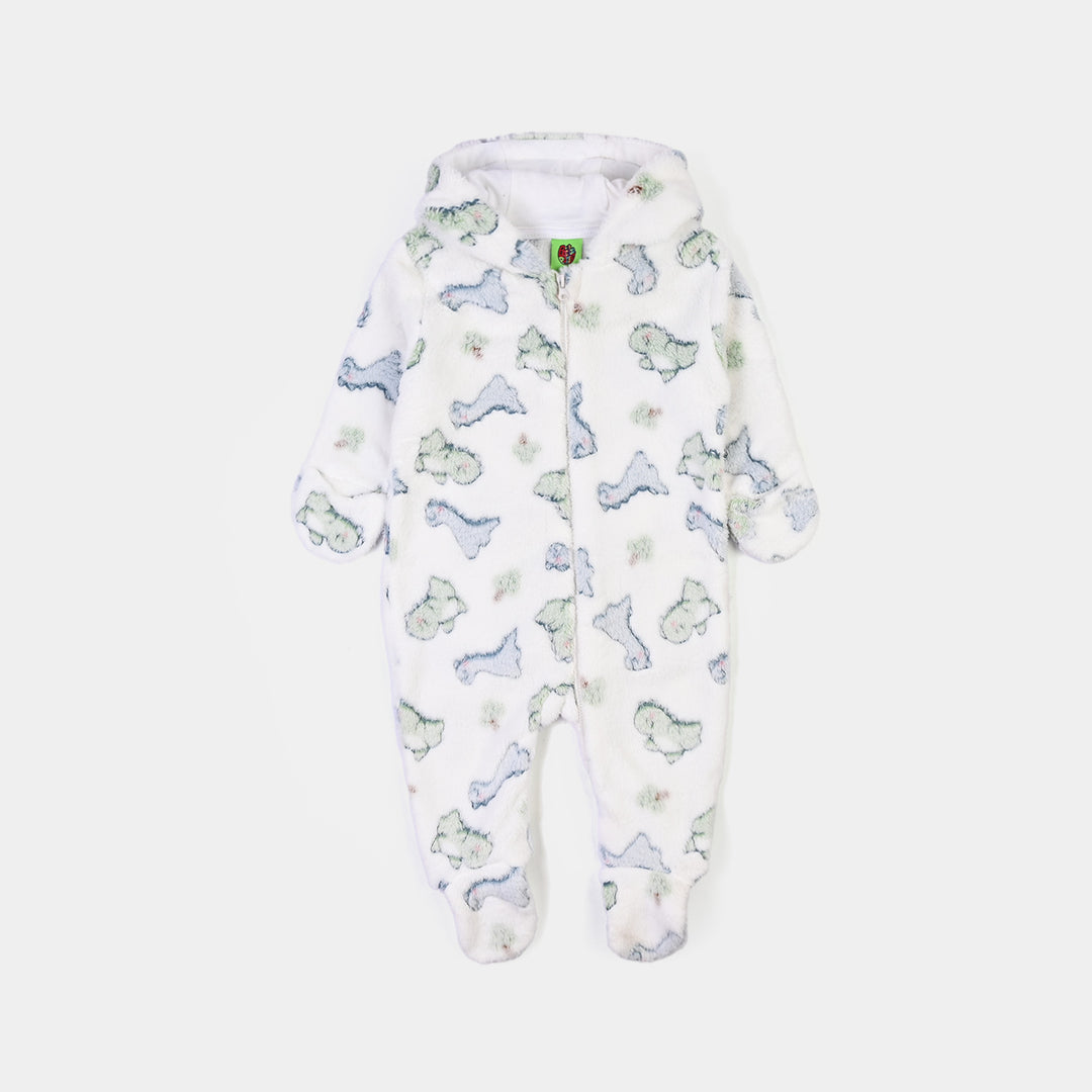 Infant Boys Sherpa Romper DINO-White