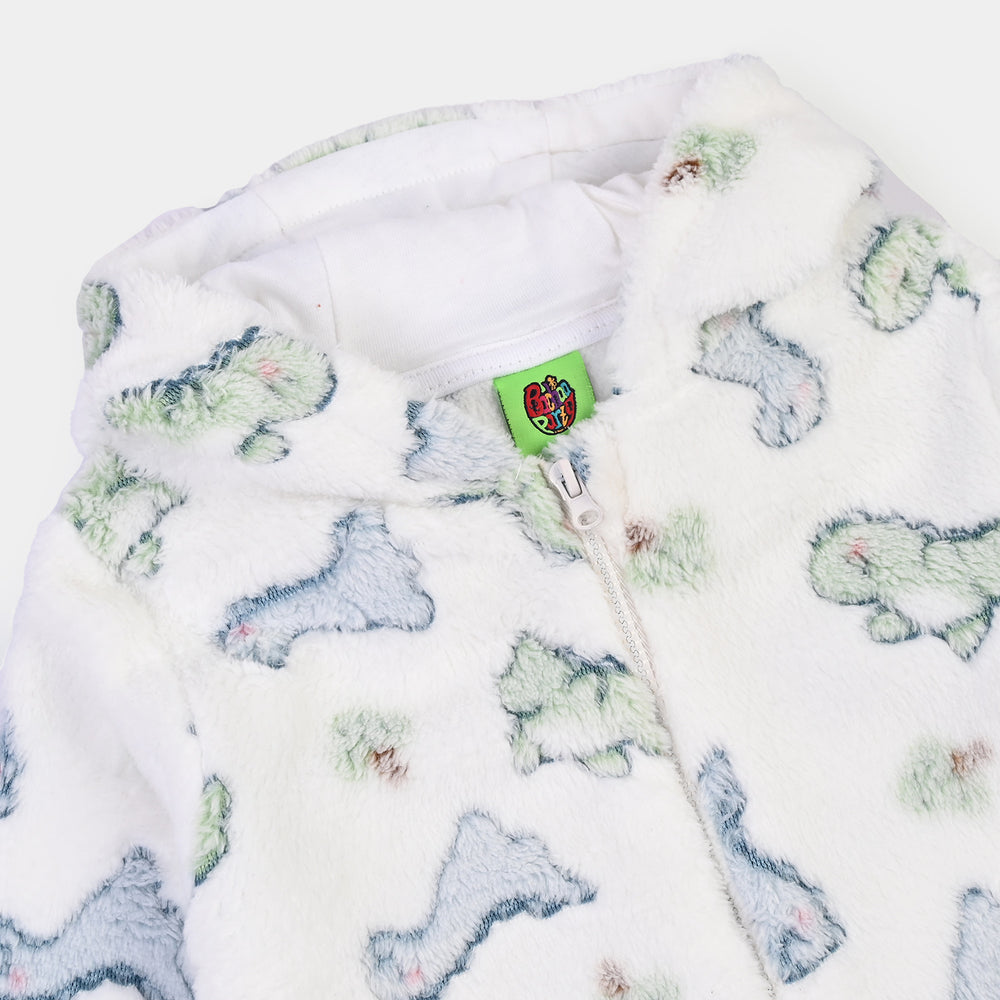 Infant Boys Sherpa Romper DINO-White