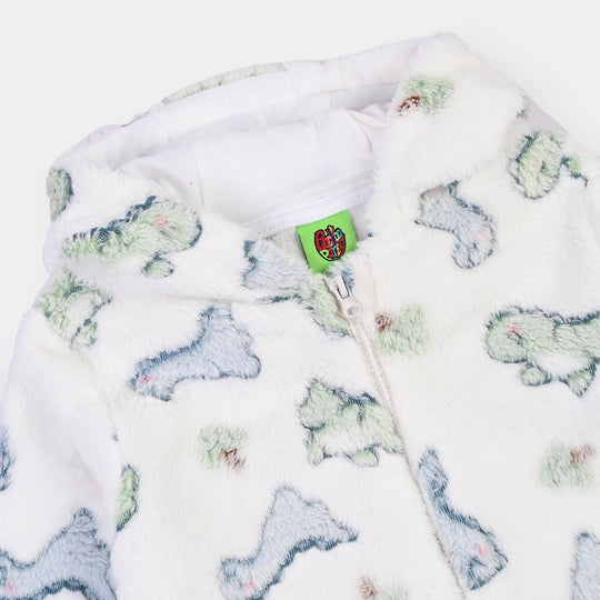 Infant Boys Sherpa Romper DINO-White