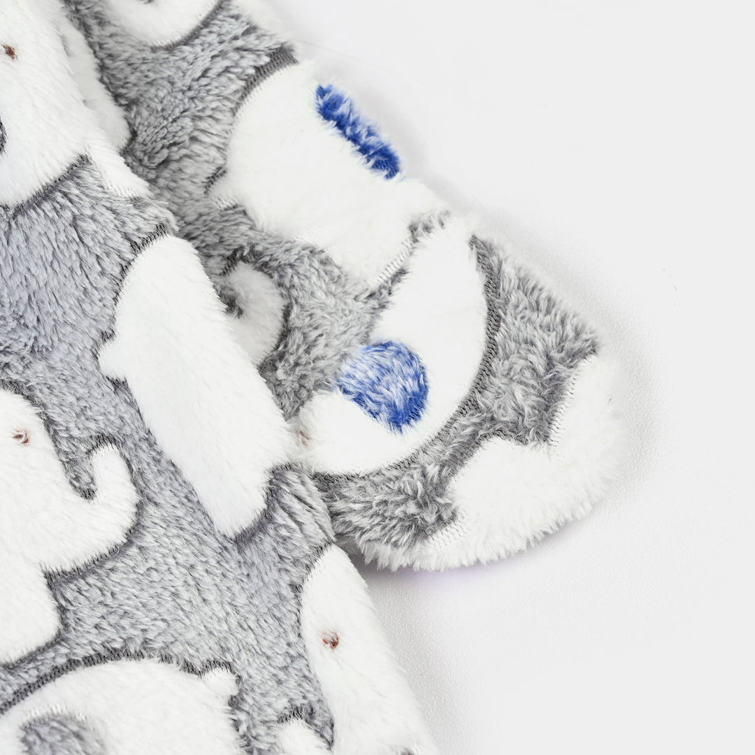Infant Boys Sherpa Romper Baby Elephant-GREY